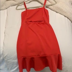 Coral ruffle edge dress